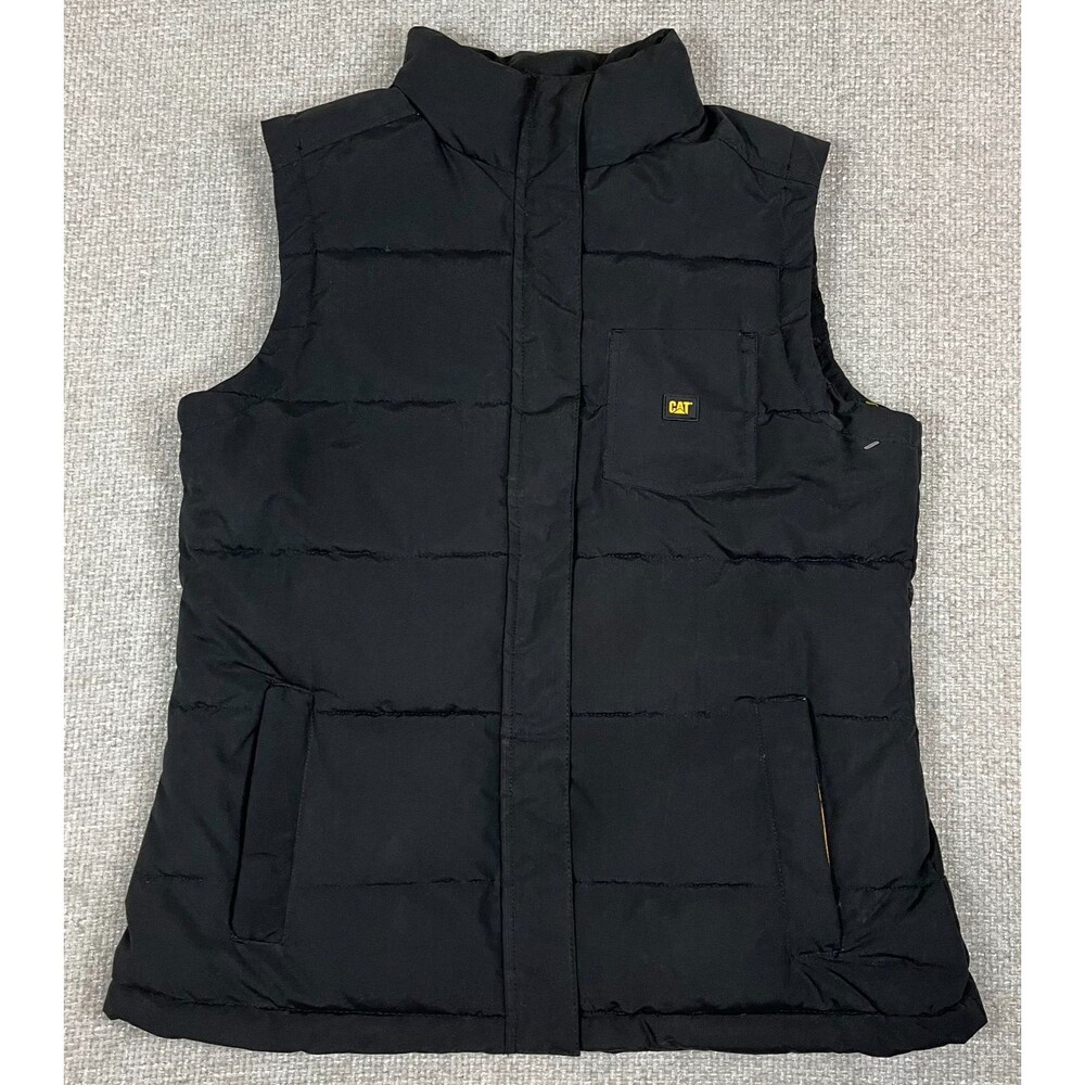 CAT Caterpillar Puffer Vest Jacket Black Men's Large Outdoor Warm Workwear